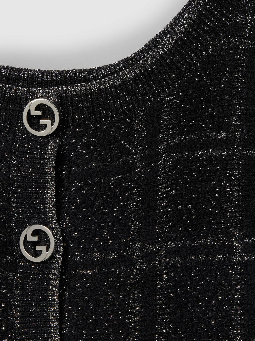 Wool and lamé check jacquard dress