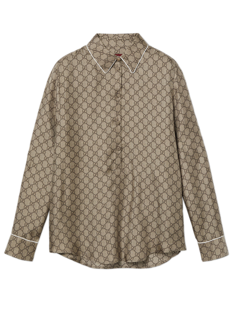 Printed silk twill shirt