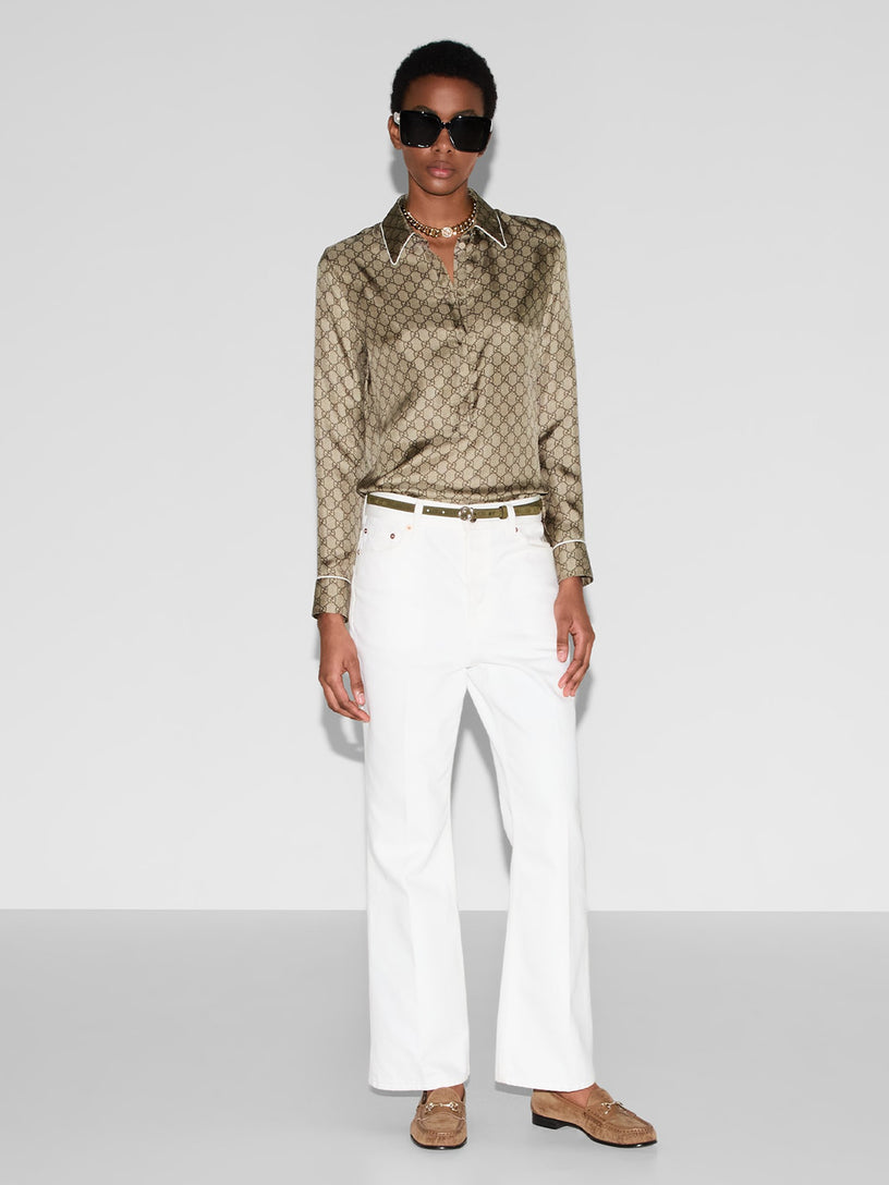 Printed silk twill shirt