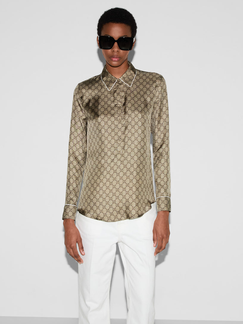 Printed silk twill shirt