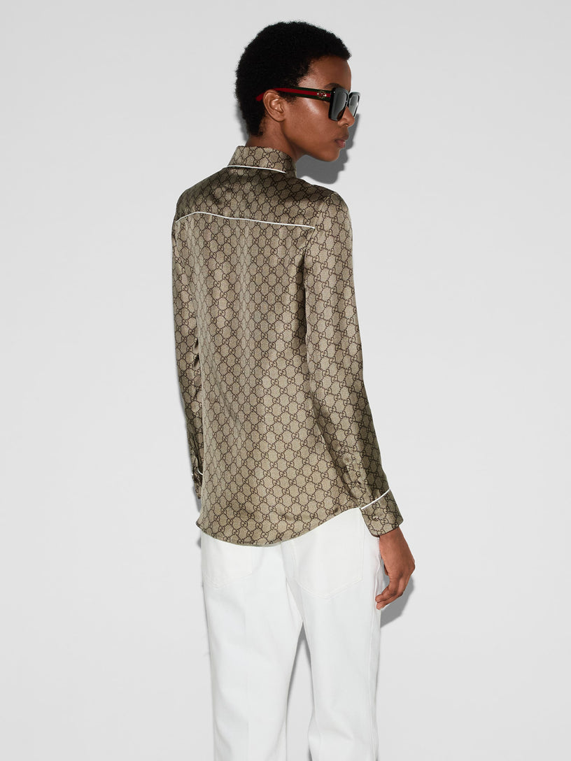 Printed silk twill shirt