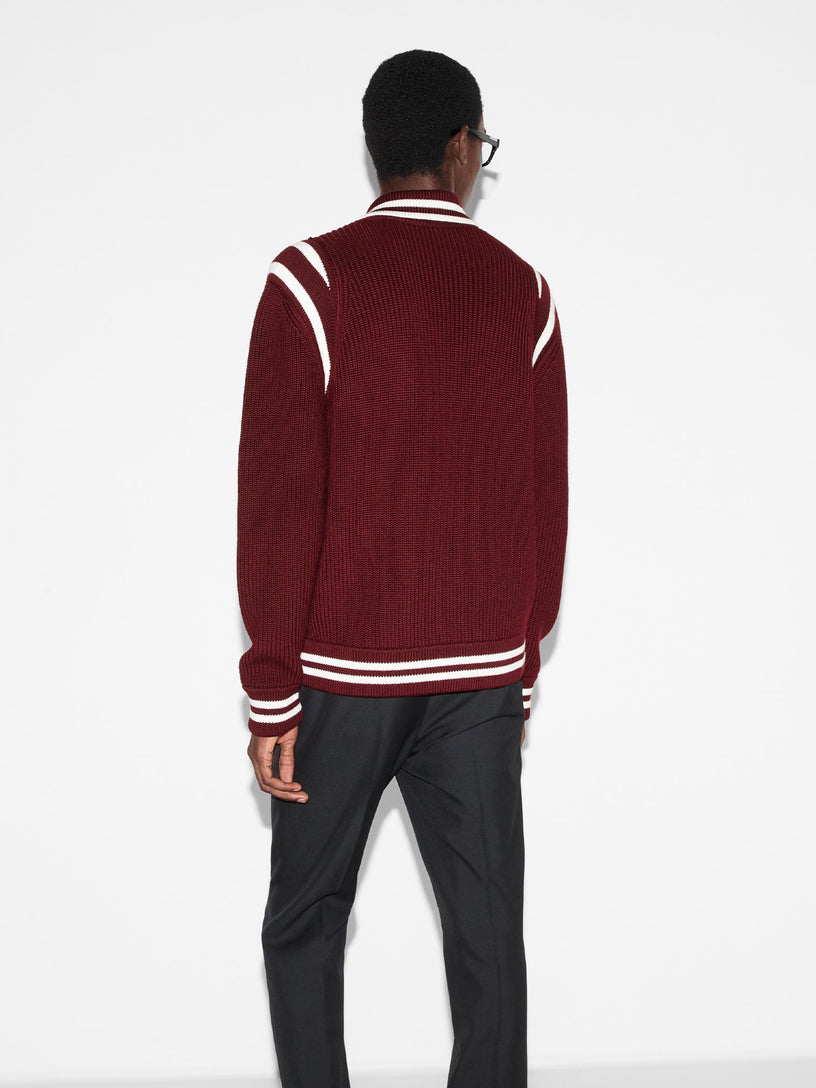 Knit wool cardigan with embroidery