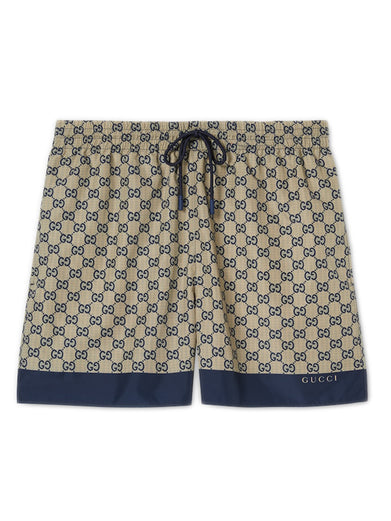 Printed technical poplin swimsuit