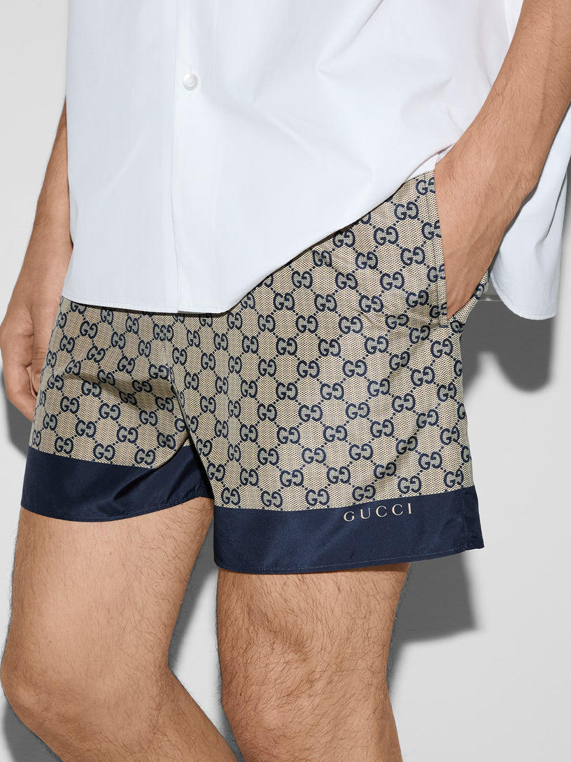 Printed technical poplin swimsuit