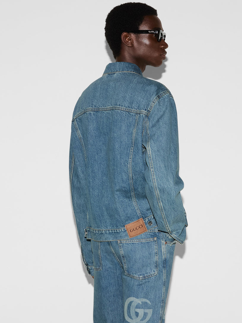 Lasered Double G denim jacket