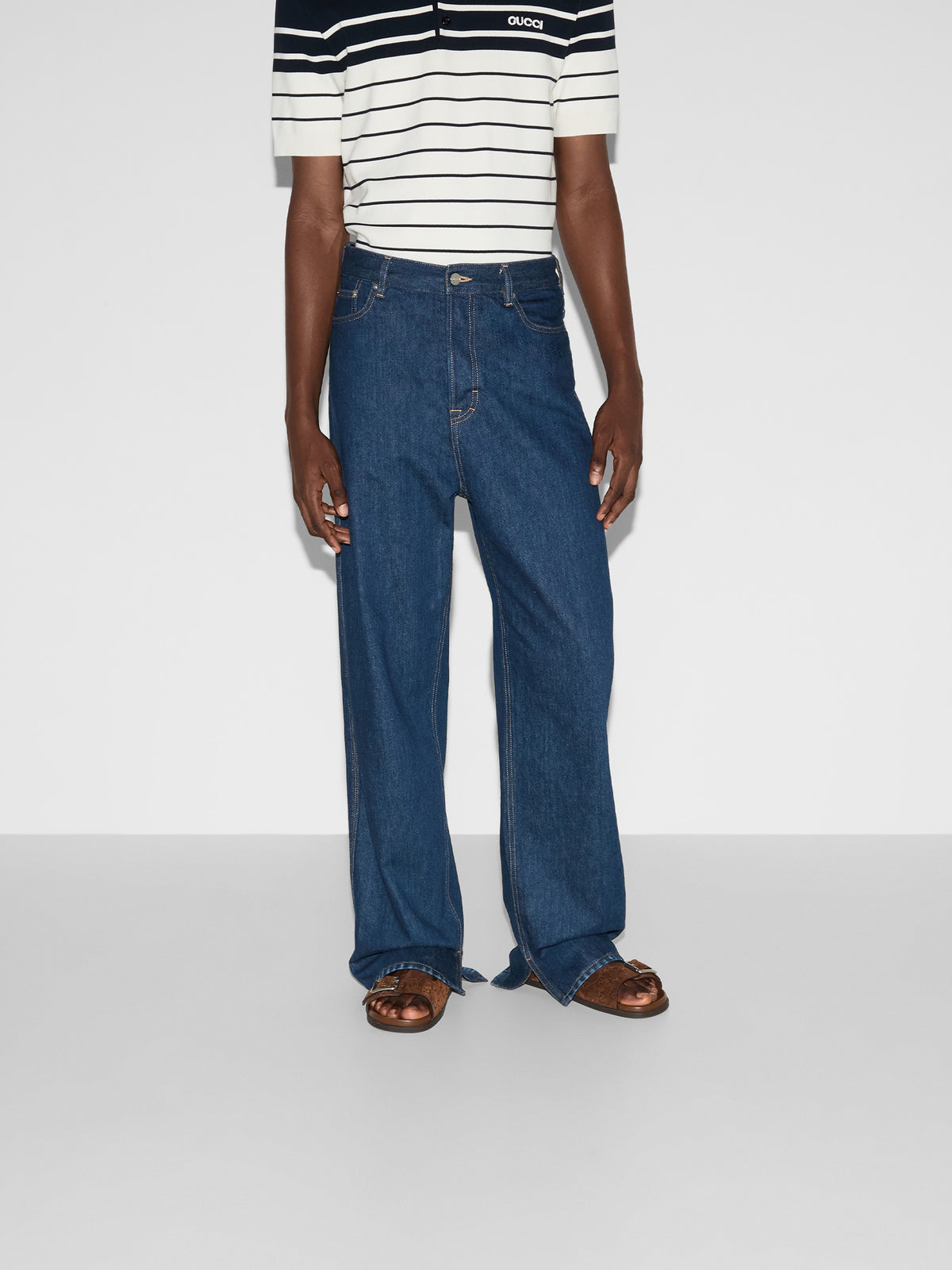 Denim trousers with embroidery
