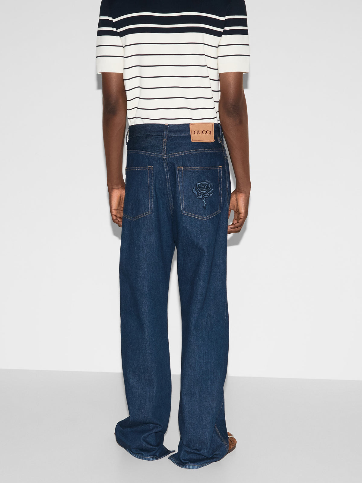 Denim trousers with embroidery