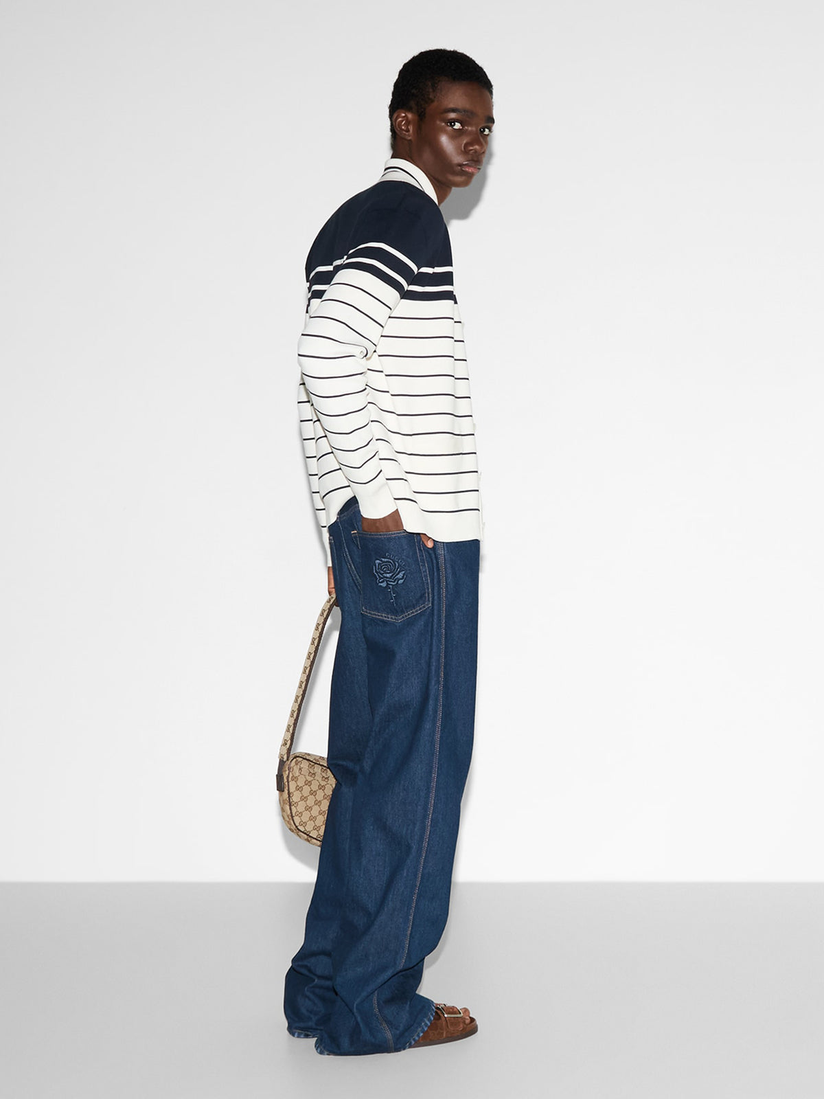Denim trousers with embroidery