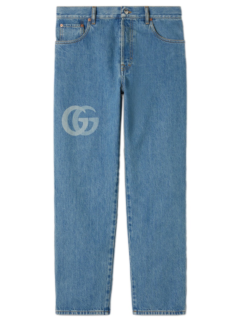Lasered Double G denim pant