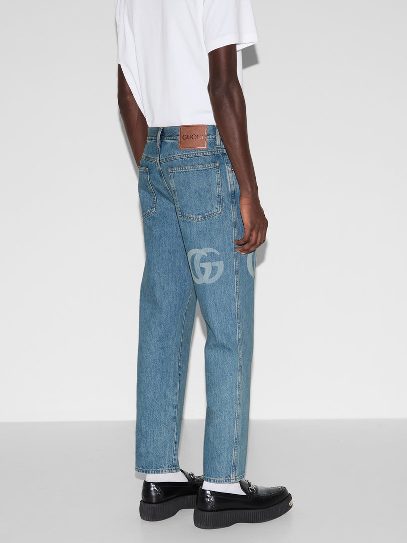 Lasered Double G denim pant