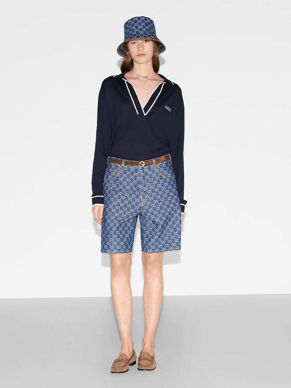 Polo top with Gucci intarsia
