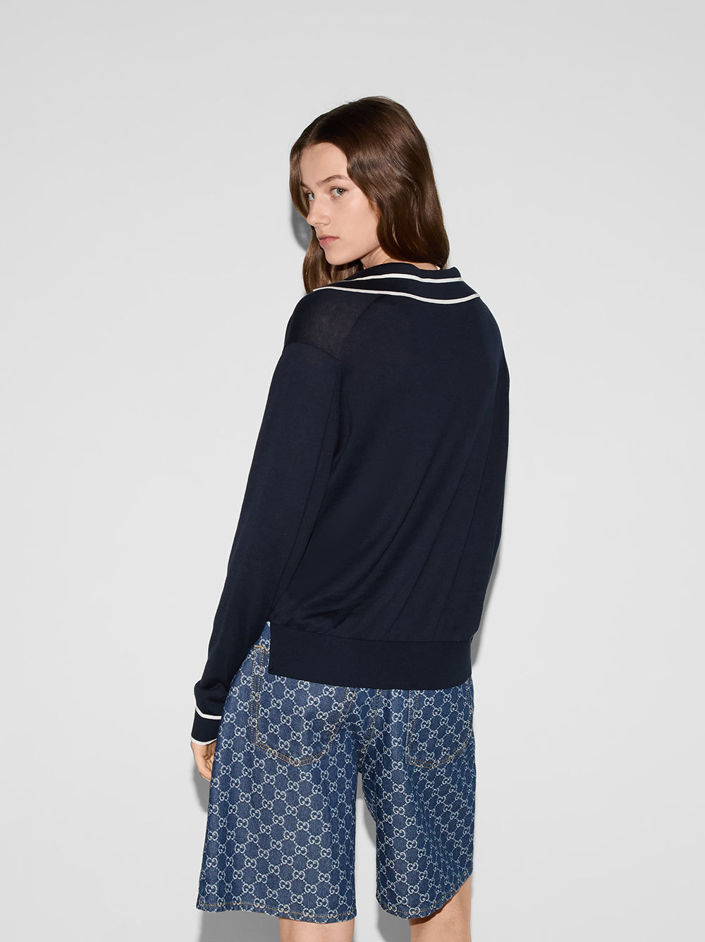 Polo top with Gucci intarsia