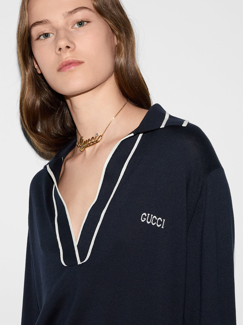 Polo top with Gucci intarsia