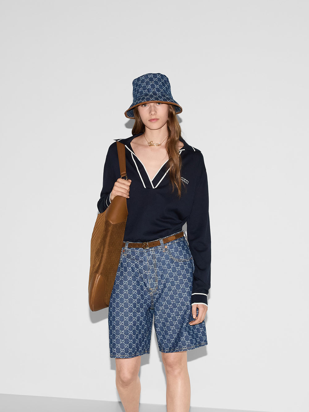 Polo top with Gucci intarsia