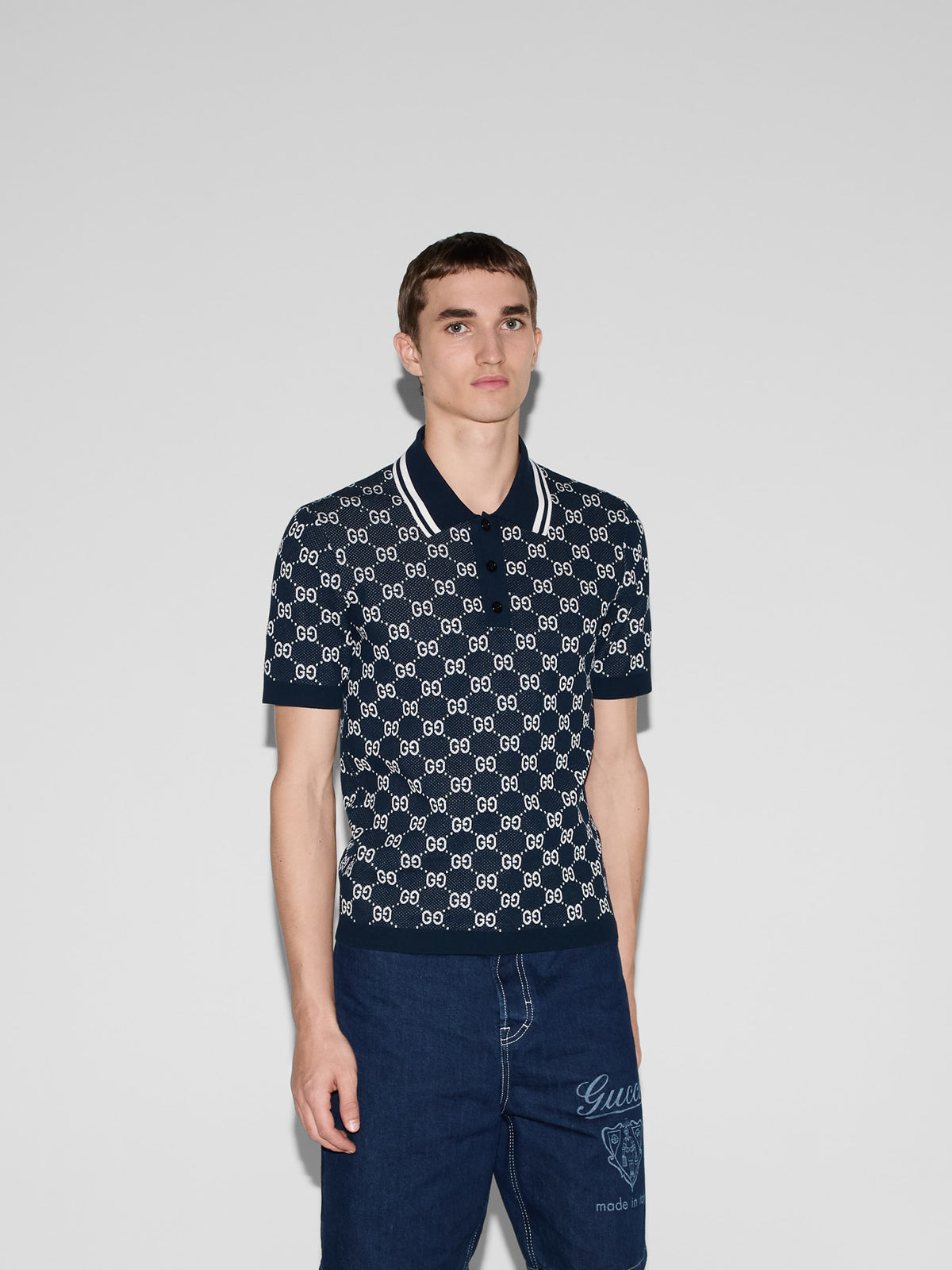 GG knit jacquard polo shirt