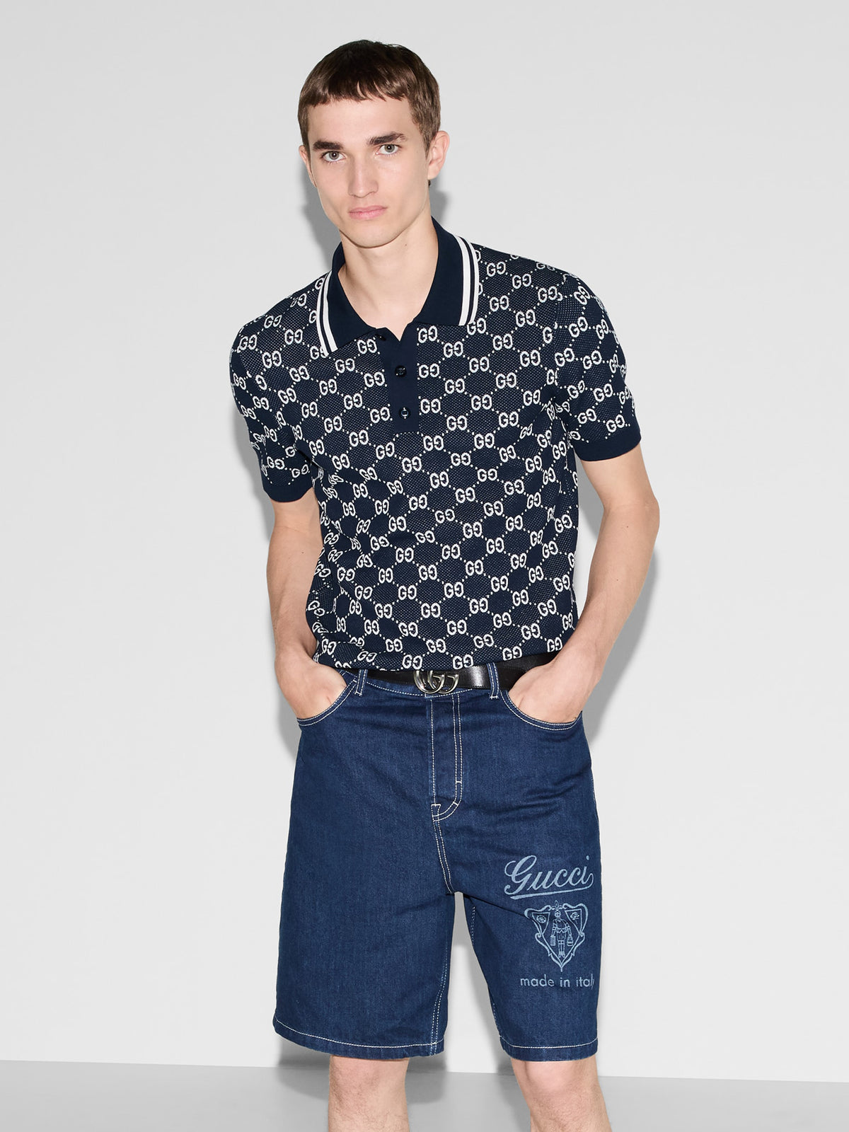 GG knit jacquard polo shirt