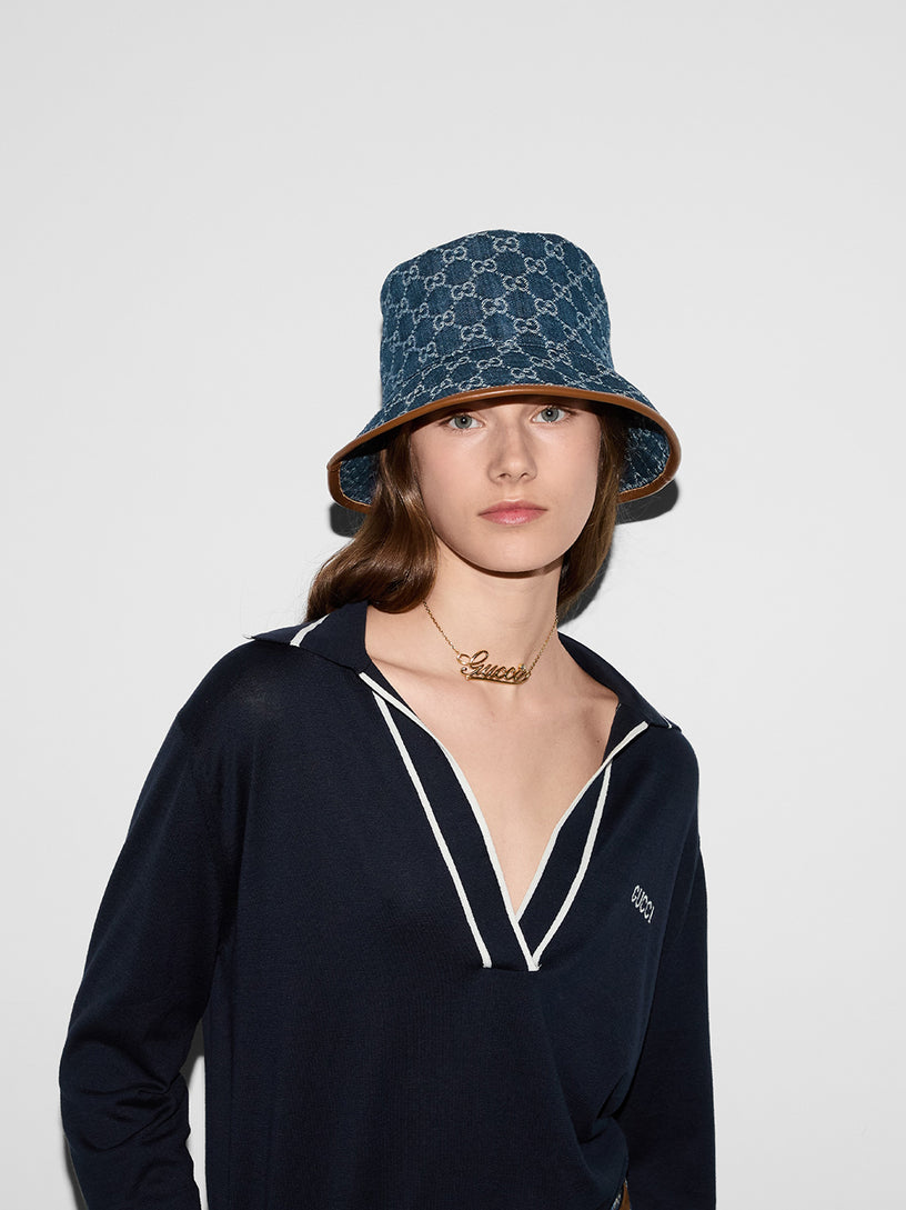 GG denim bucket hat