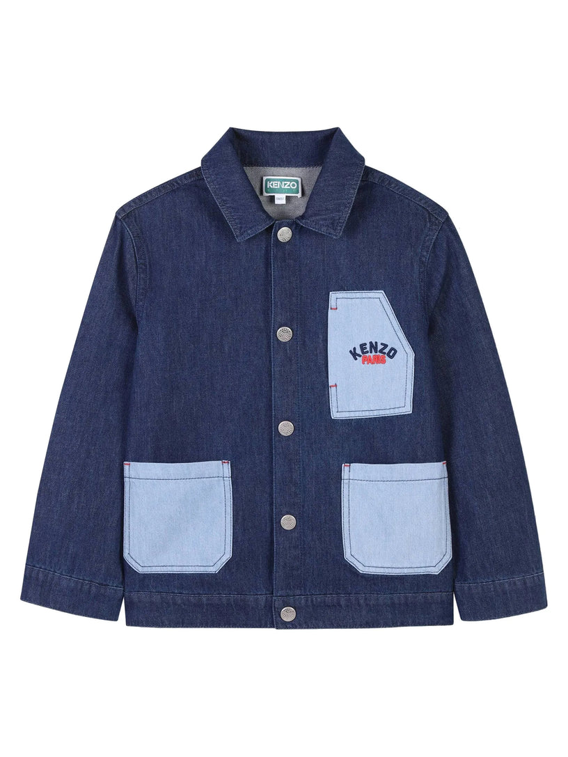 Jacket with 'East West' satin stitch embroidery in cotton