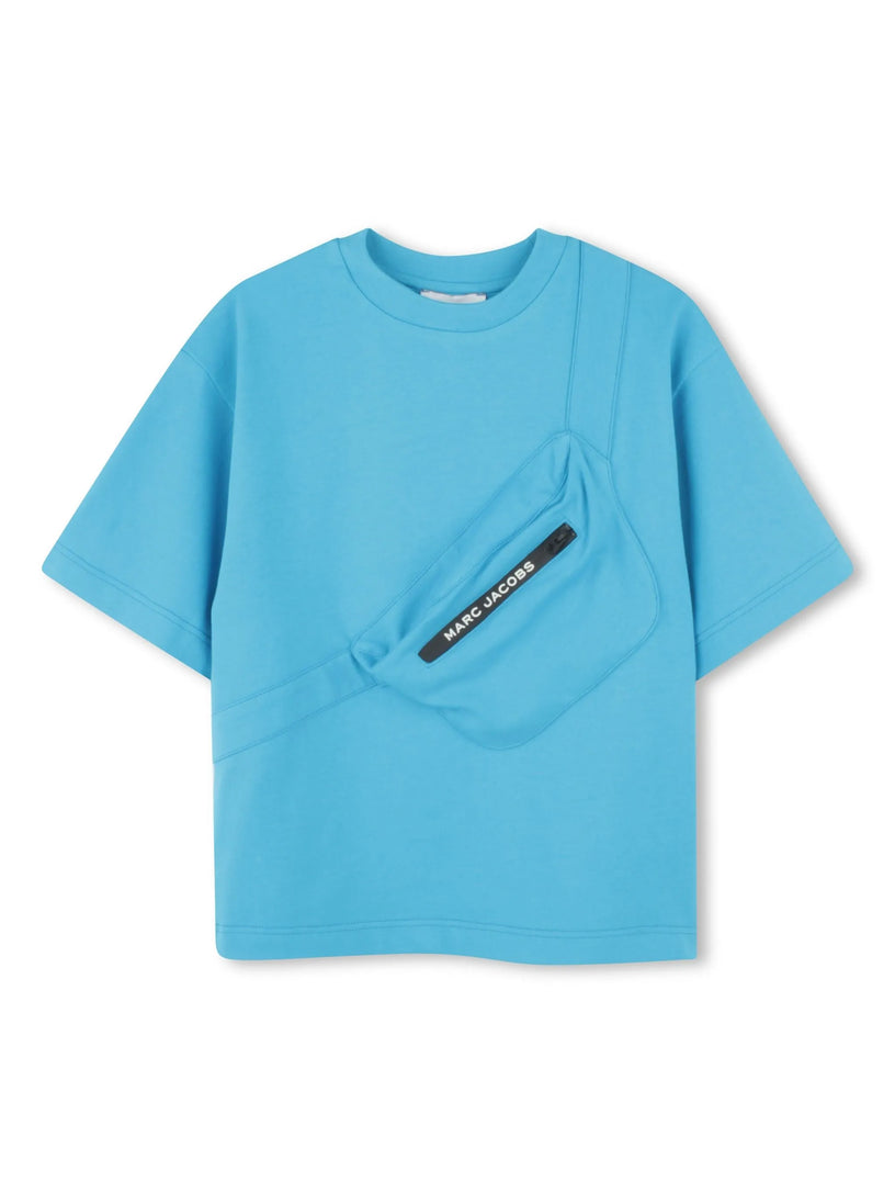 3D zipped pocket T-shirt