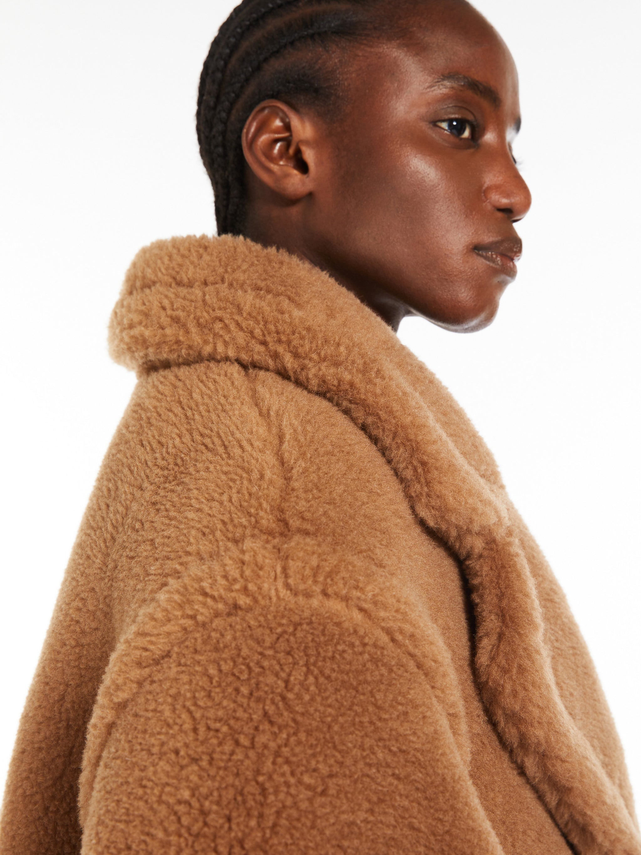 Cropped Teddy Bear Icon Coat in camel Max Mara Marrone