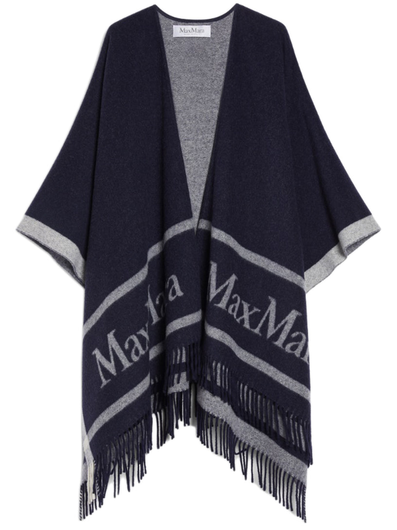 Jacquard wool poncho