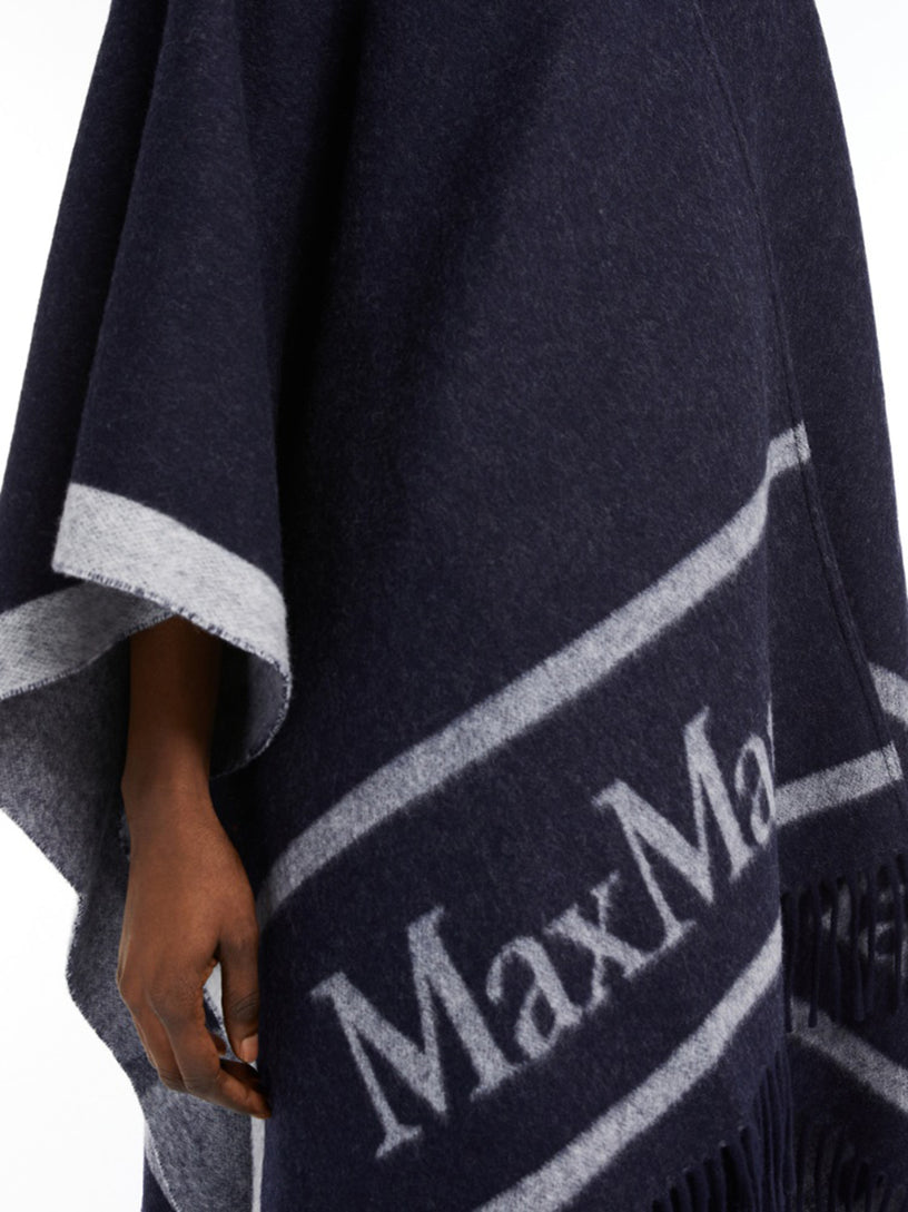 Jacquard wool poncho