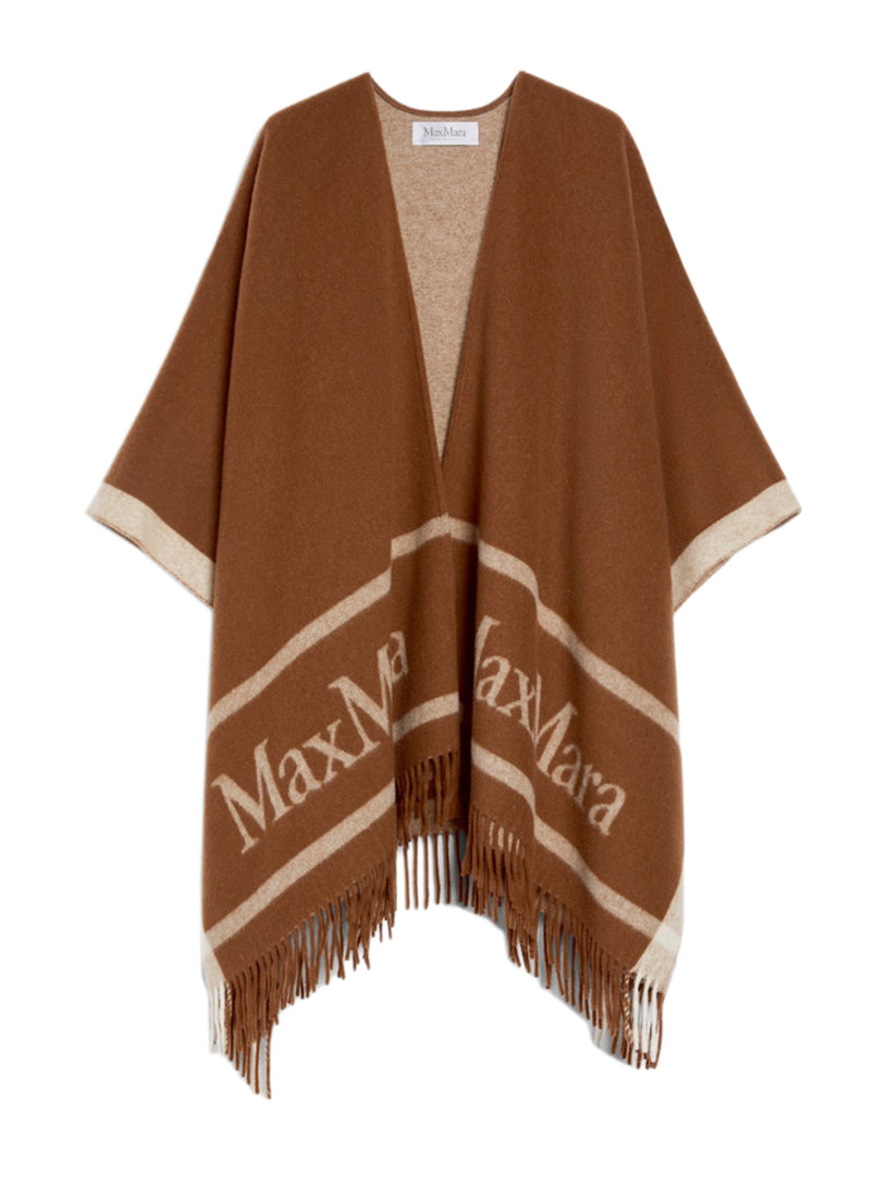Jacquard wool poncho