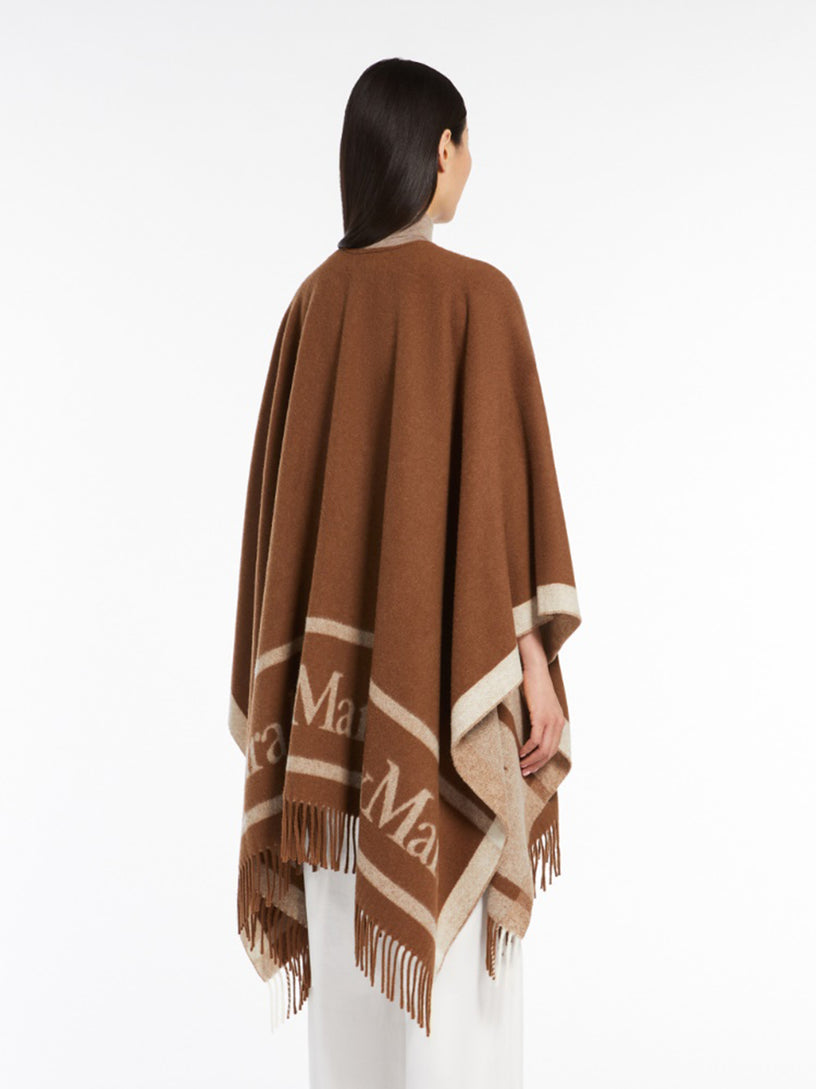 Jacquard wool poncho