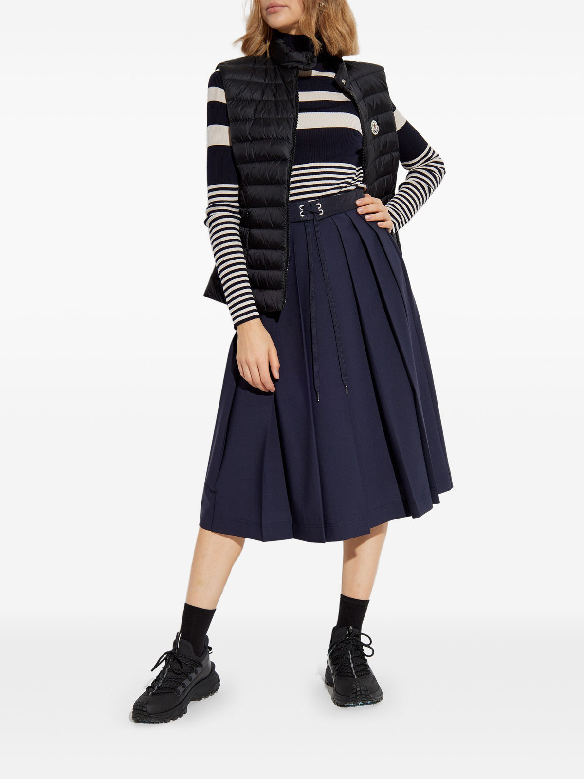 Pleated midi skirt in wool blend