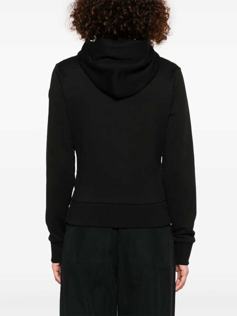 Padded sweatshirt with diagonal quilting, hood and zip