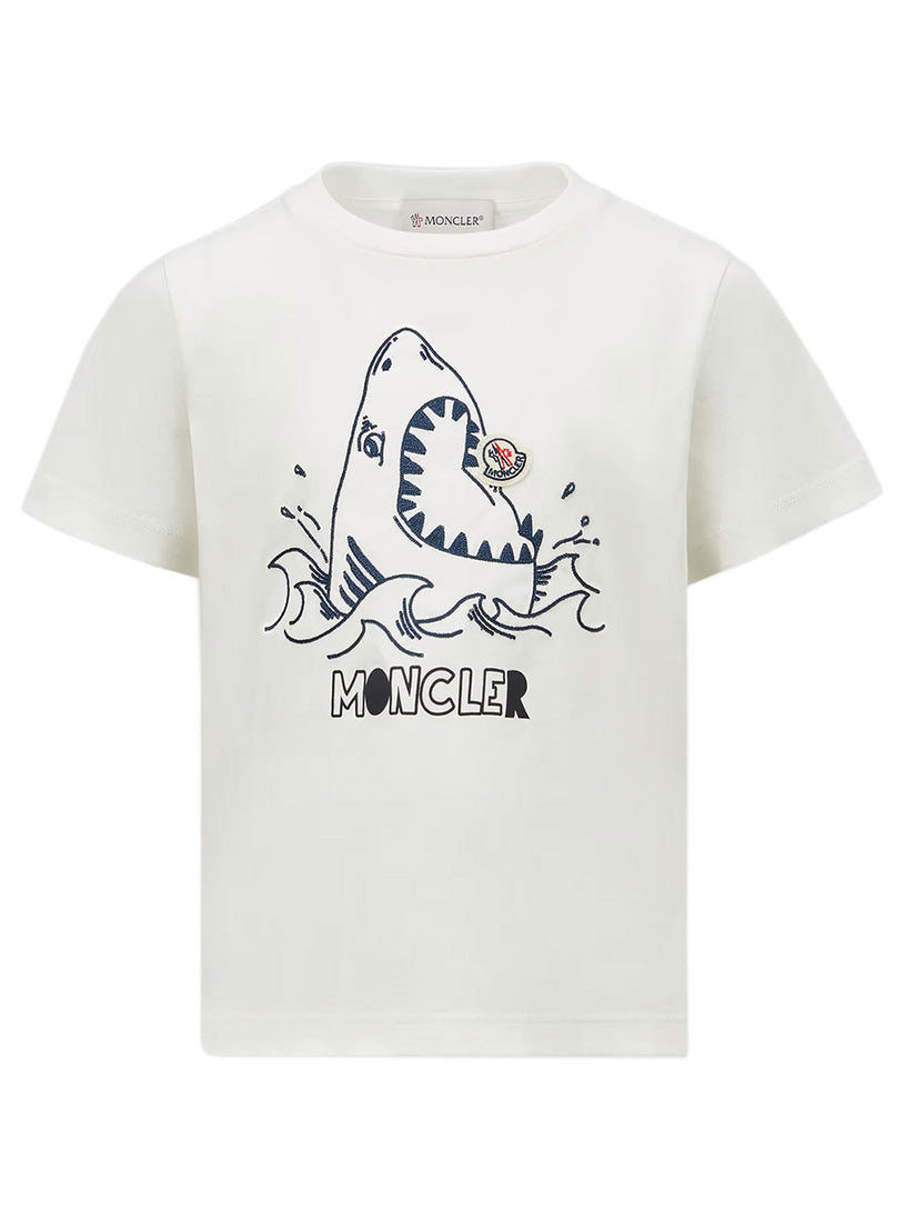 T-shirt with embroidered shark motif