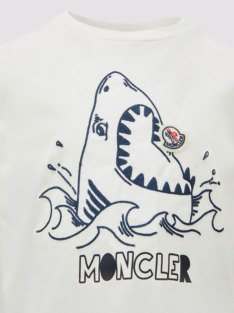 T-shirt with embroidered shark motif