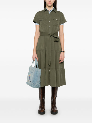 Flounced shirtdress with belt