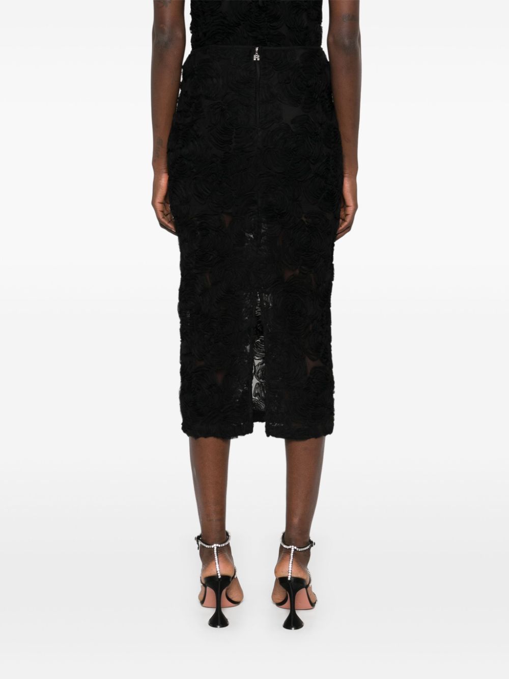 Floral mesh pencil skirt
