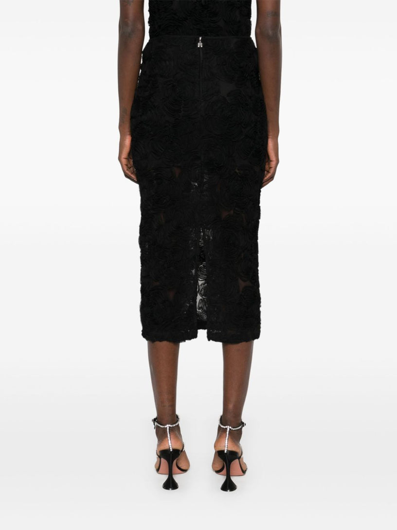 Floral mesh pencil skirt