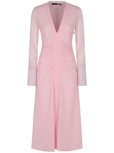 Ruched-detail midi dress