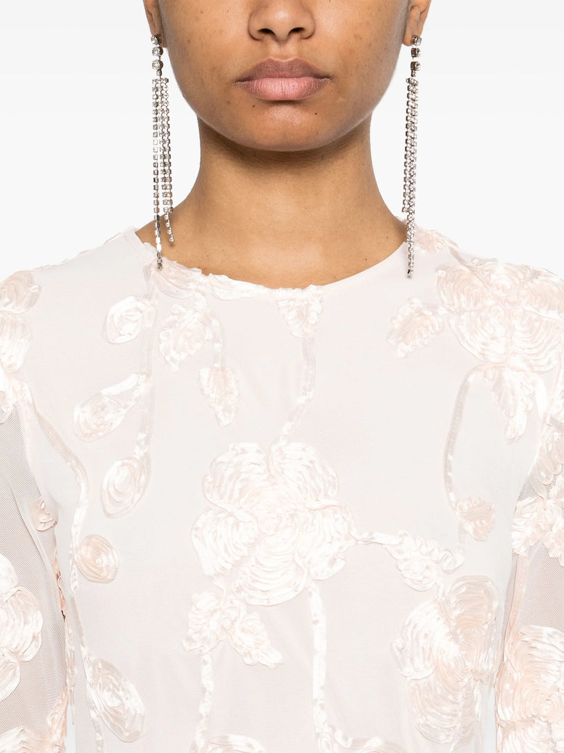 Floral-mesh mini dress