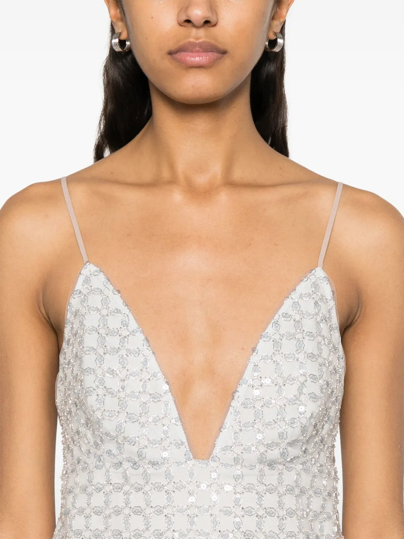 Beaded A-line Mini Dress