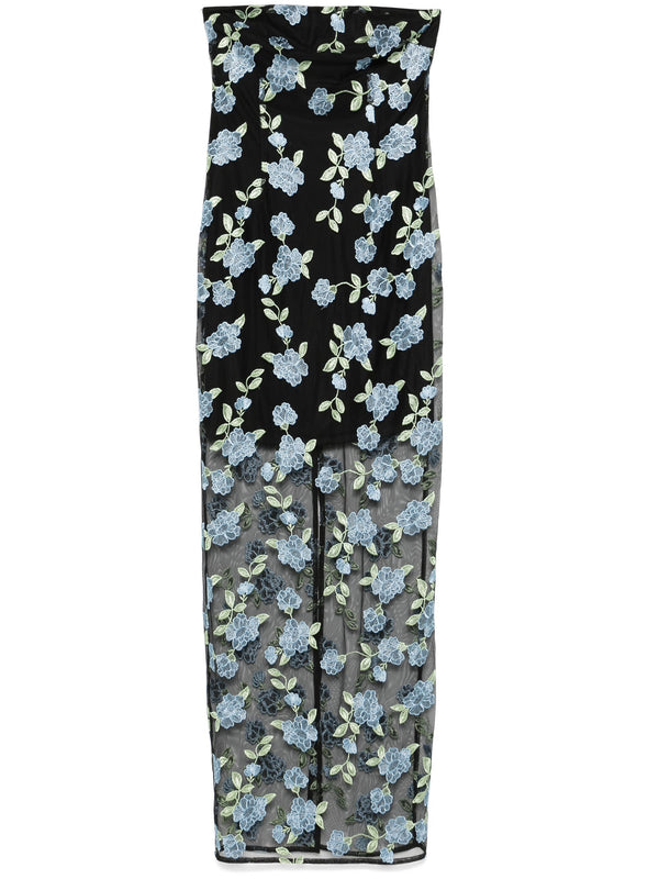 Flower mesh maxi dress ROTATE Nero