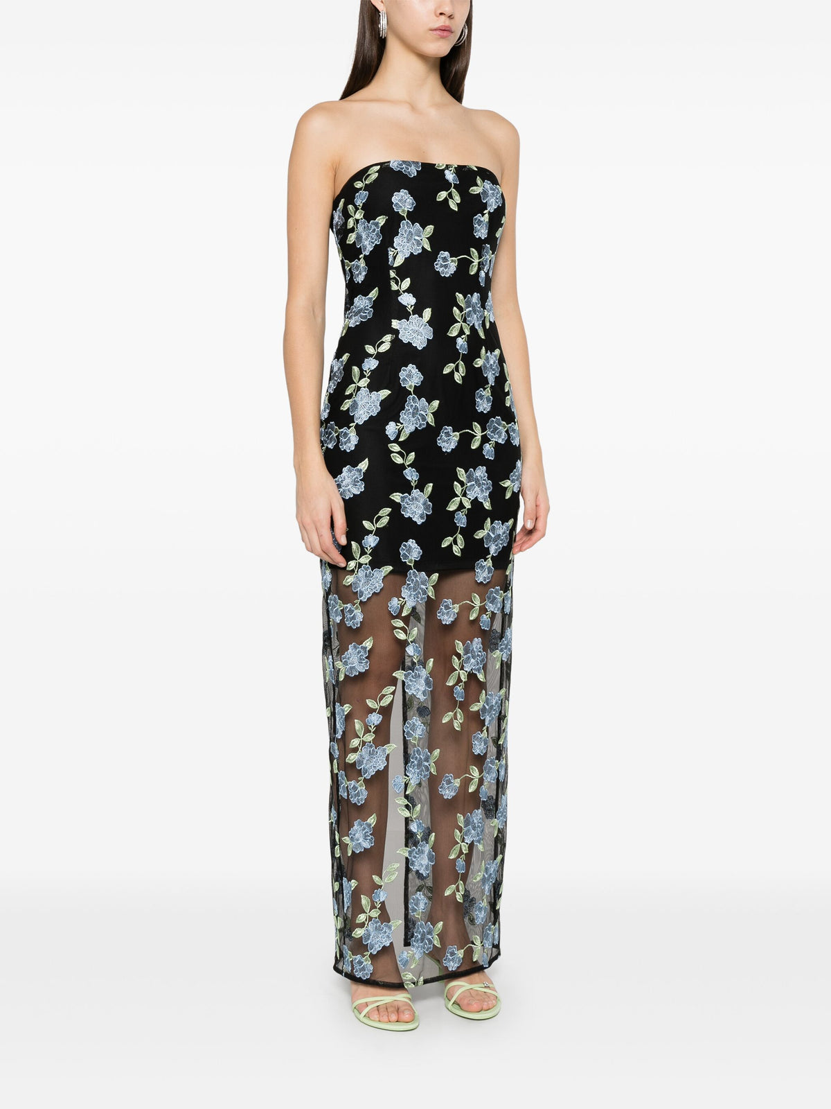 Flower mesh maxi dress