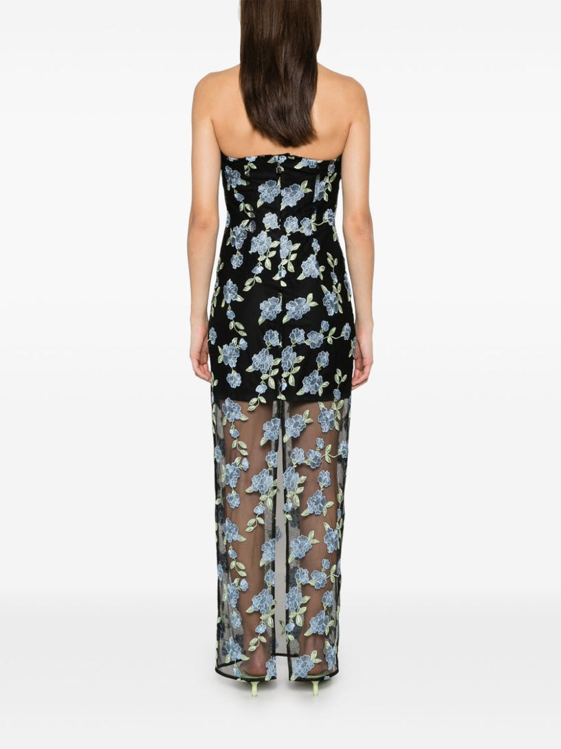 rotate flower mesh maxi dress Black Flower Mesh Maxi Dress