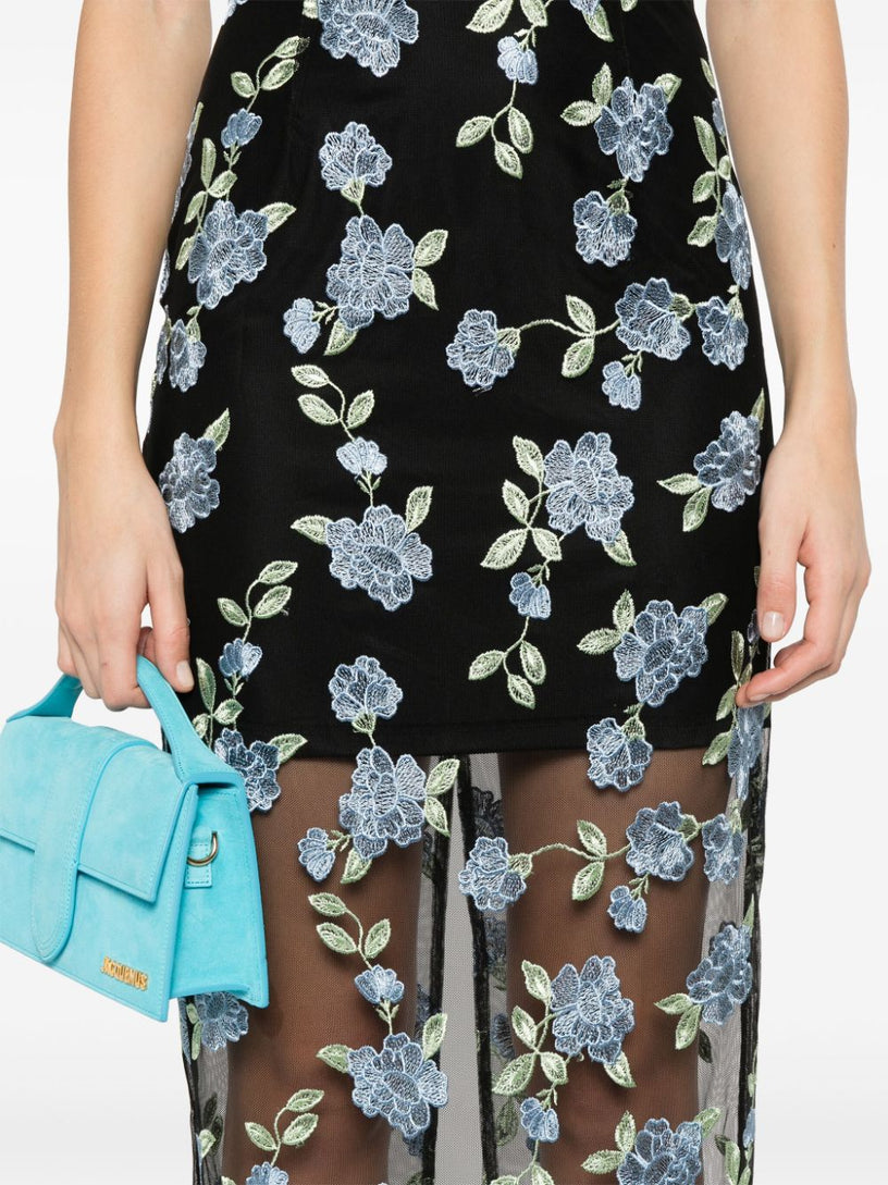 rotate floral mesh maxi dress Flower Mesh Maxi Dress