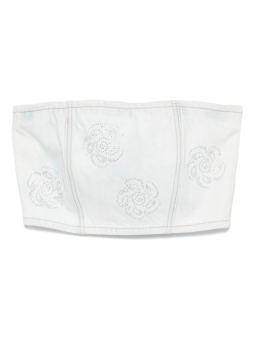 Studded denim crop top