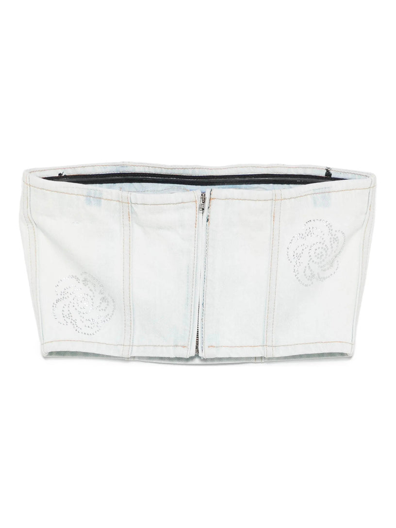 Studded denim crop top