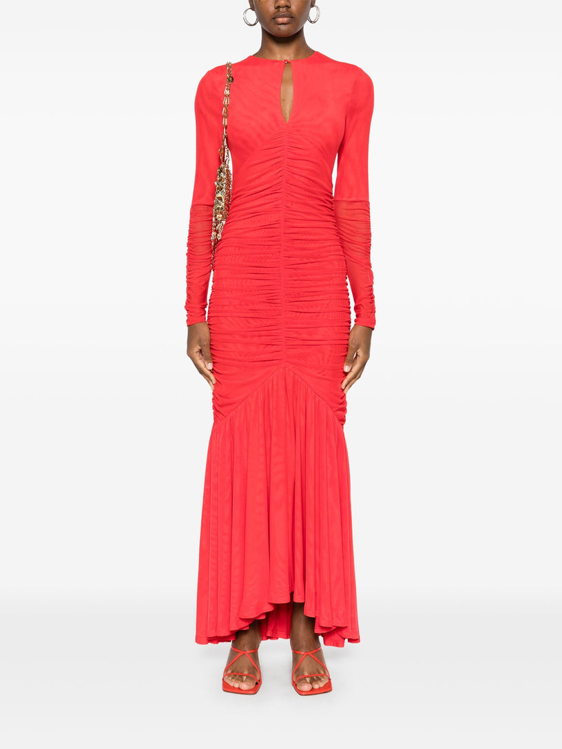 Mesh Ls maxi dress
