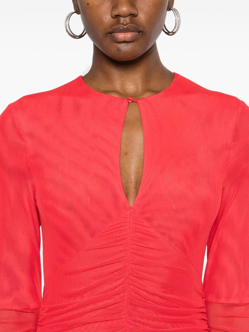 Mesh Ls maxi dress