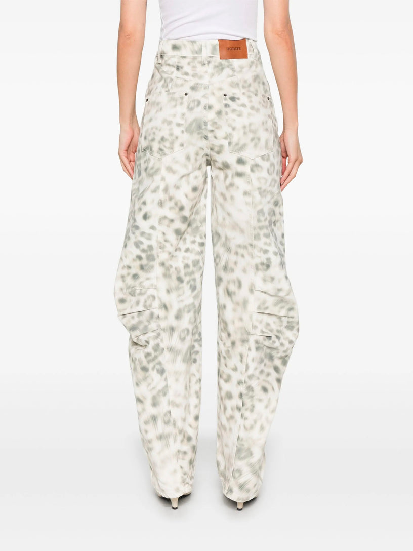 Printed denim cargo pants