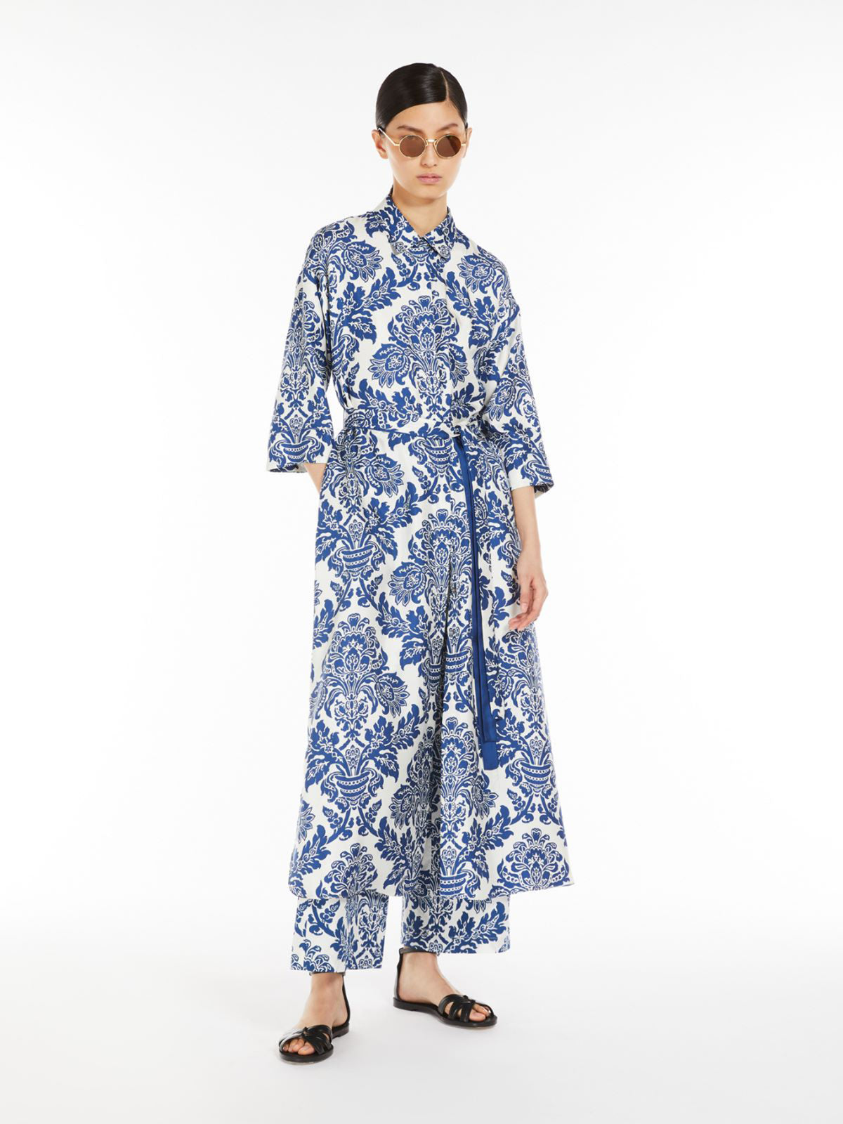 Printed silk chemisier dress