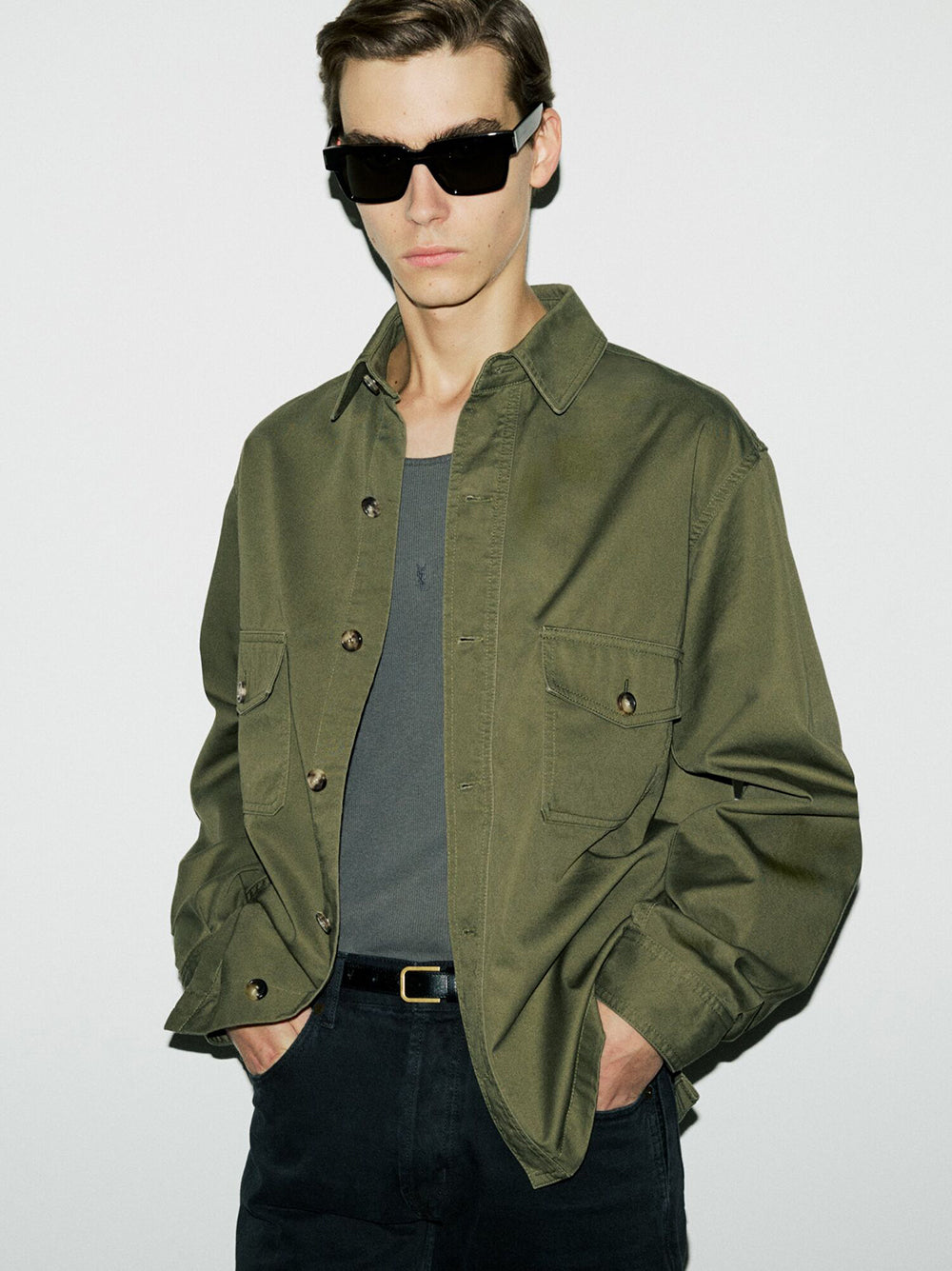 Overshirt in cotton twill