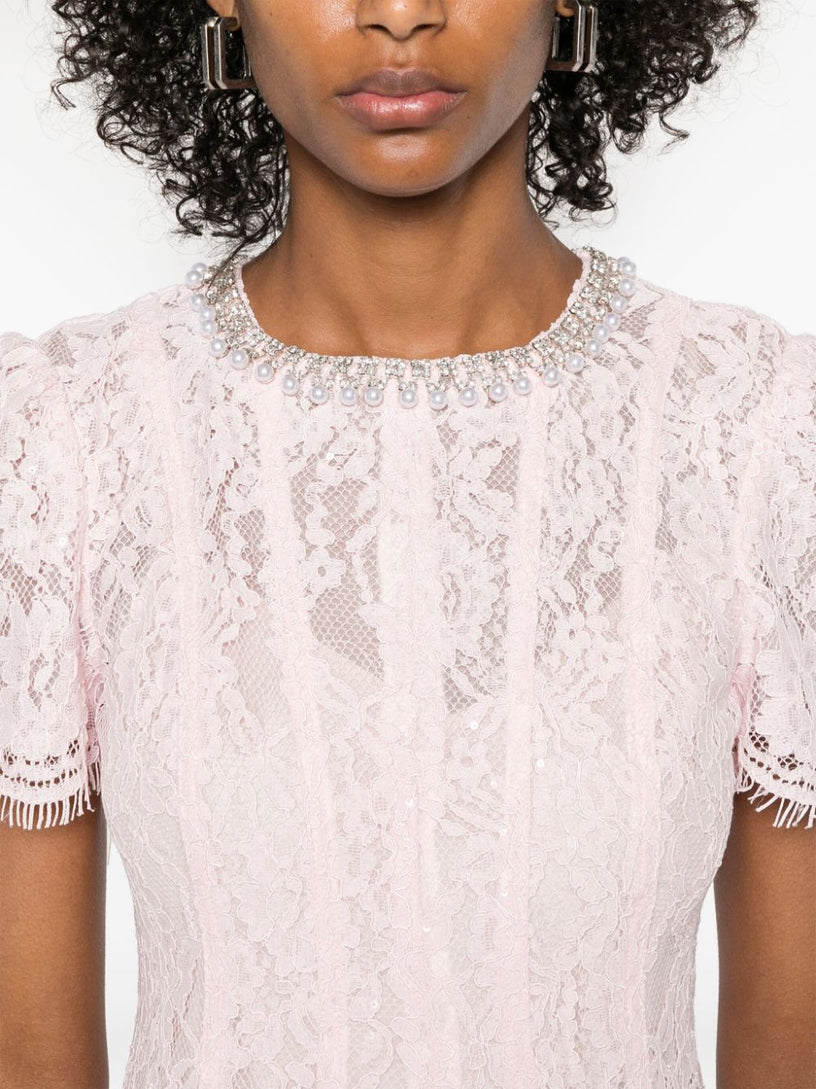 Midi dress decorated in lace SELF PORTRAIT Rosa | Grifo210 Midi dress decorated in lace SELF PORTRAIT Rosa | Grifo210